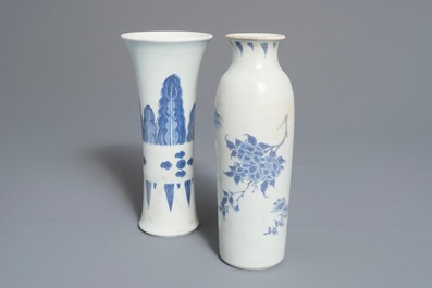 Deux vases du Hatcher cargo en porcelaine de Chine bleu et blanc, &eacute;poque Transition